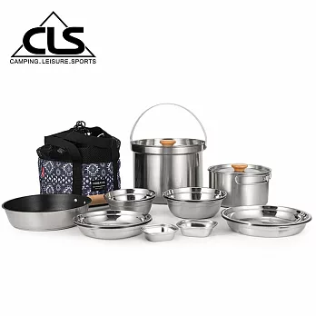 【韓國CLS】戶外套鍋露營不鏽鋼14件組 煎鍋 煮鍋 野炊套裝 機車露營 登山 野營