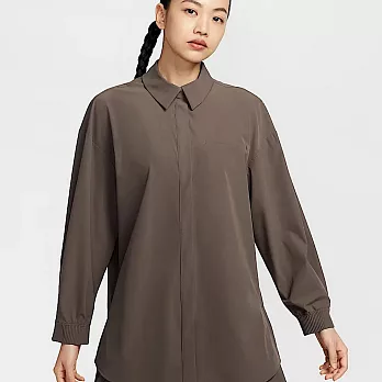 NIKE AS W NK 24.7 DF LS SHIRT WVN 女長袖襯衫-HQ0237004 L 棕色