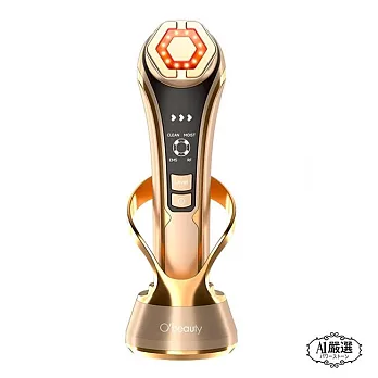 【Obeauty 奧緹】星月美顏魔法杖-複合能量美顏儀-高效滲透熱敷導入儀-舒緩眼部疲勞-臉部按摩(UFS-178) 金色