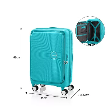 American Tourister - 美國旅行者 CURIO 1:9前開式上掀式 彈力避震輪25吋行李箱旅行箱 藍色