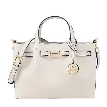 MICHAEL KORS Carson 小號鵝卵石紋皮革手提包- LT奶油