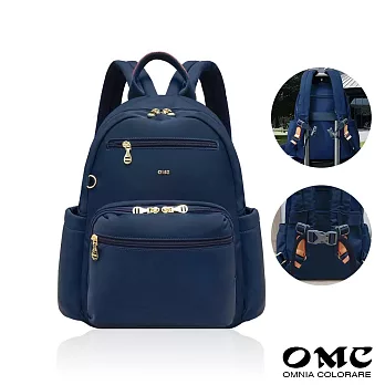 【OMC】必buy寬側袋附胸扣旅行休閒後背包03531A( 深藍