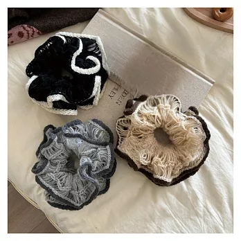 【HERA 赫拉】撞色毛線花邊雙層大腸髮圈三入組 H114121804 三入組