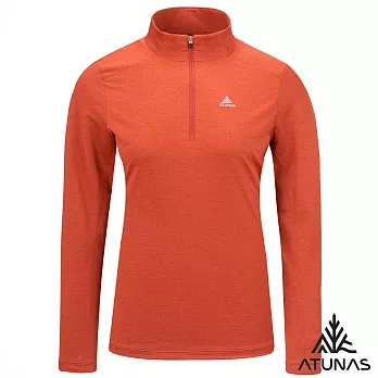 【ATUNAS 歐都納】女款抑菌耐磨長袖排汗立領衫/拉鍊衫/POLO衫/大尺碼A1PSGZ04W- S 橙紅