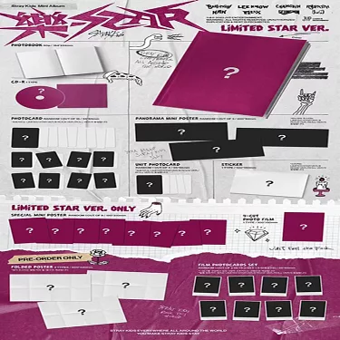 STRAY KIDS -樂/ROCK- STAR Album LIMITED Ver/CD+Photo Book+2 Card+
