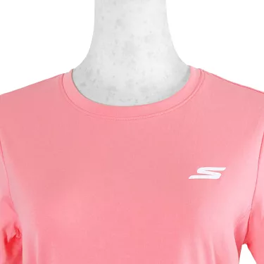博客來-Skechers Shirts [P221W001-00KA] 女T恤短袖棉質舒適吸溼排汗透氣粉橘L 粉紅