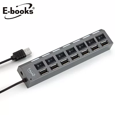 E-books H10 獨立開關7孔USB HUB集線器+電源指示燈