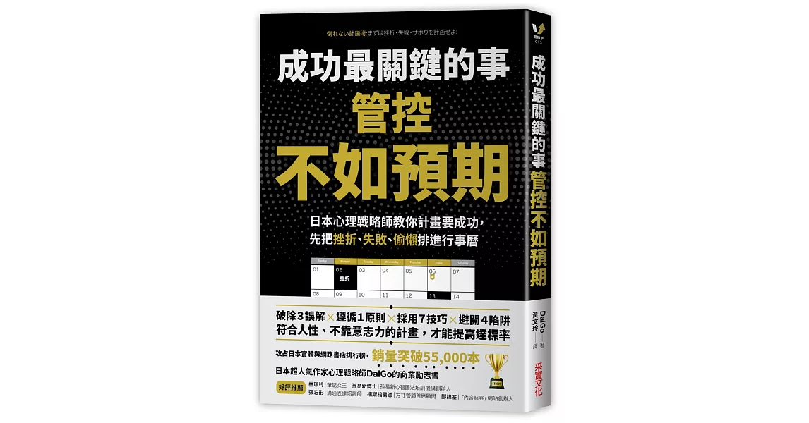 成功最關鍵的事：管控「不如預期」：日本心理戰略師教你計畫要成功，先把挫折、失敗、偷懶排進行事曆