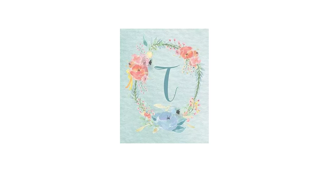 2020-2022 Calendar - Letter T - Light Blue and Pink Floral Design: 3-Year 8.5＂x11＂ Monthly Calendar/Planner - Personalized with Initials. | 拾書所