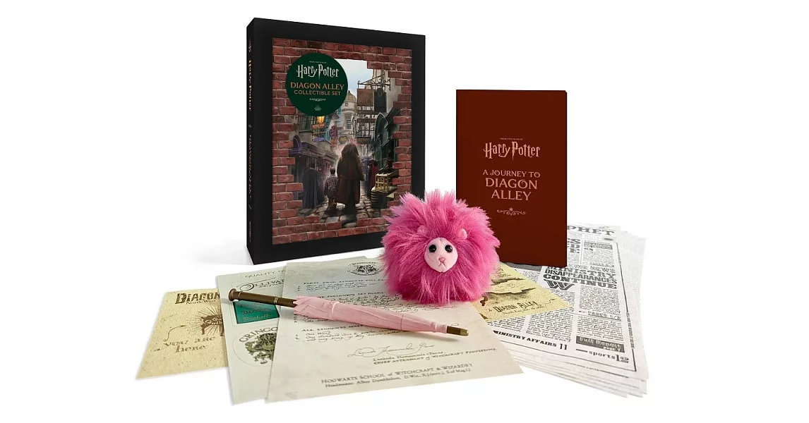 哈利波特斜角巷豪華收藏組（附海格雨傘魔杖筆、毛毛球玩偶、斜角巷地圖、預言家日報等）Harry Potter Diagon Alley Collectible Set | 拾書所
