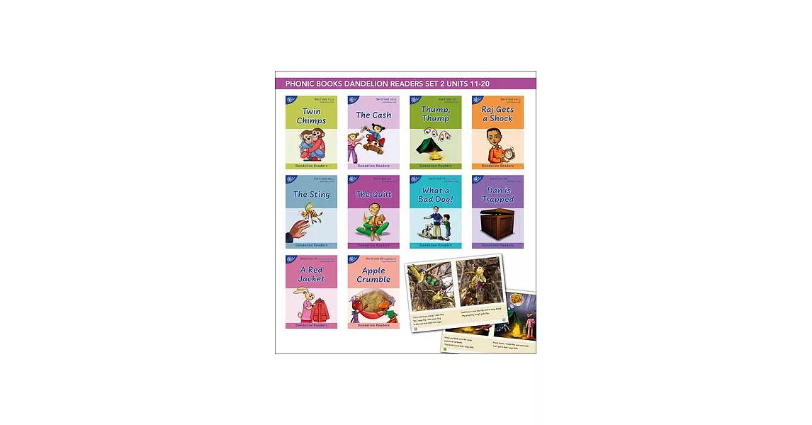 Phonic Books Dandelion Readers Set 2 Units 11-20 Twin Chimps (Two Letter Spellings Sh, Ch, Th, Ng, Qu, Wh, -Ed, -Ing, -Le): Decodable Books for Beginn | 拾書所