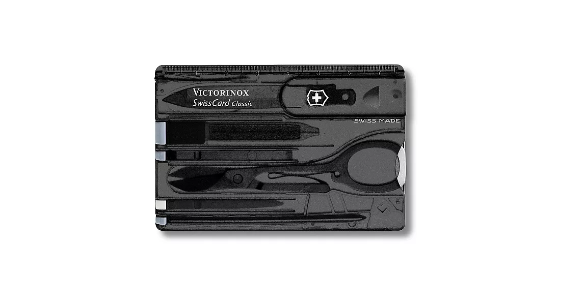 VICTORINOX 10用名片型透明瑞士刀-透明黑                              透明黑