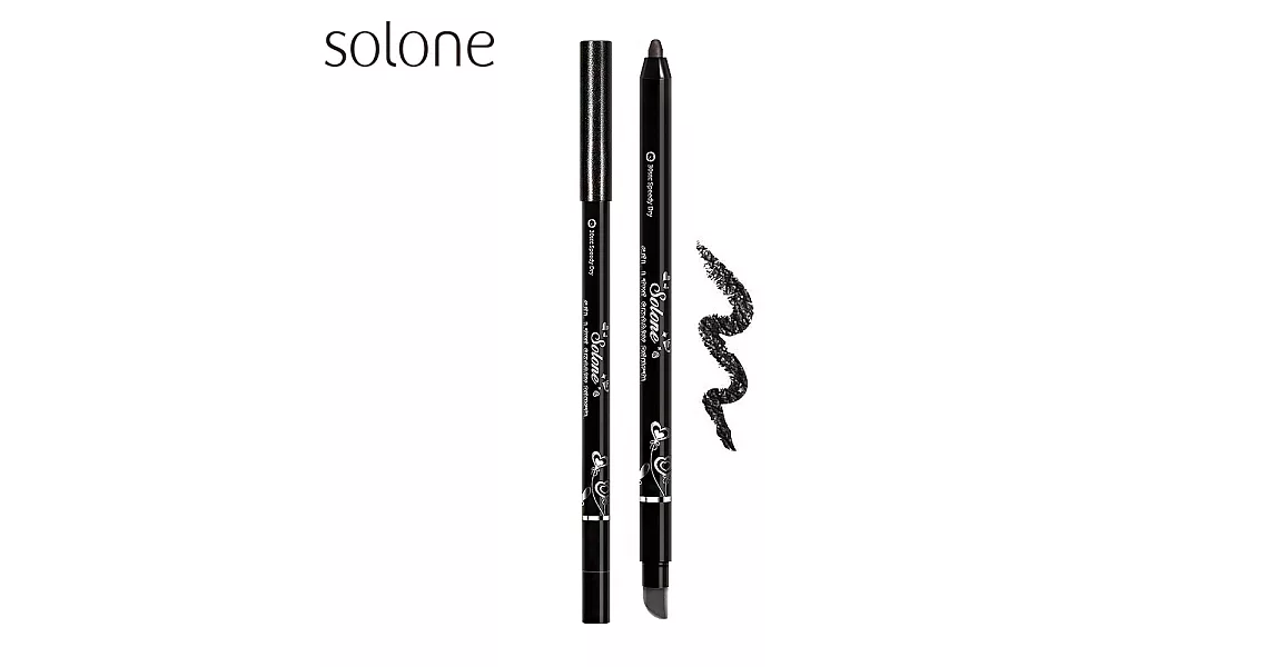 Solone 30秒定妝慕絲眼線眼彩筆．新一代換裝登場(共12色)01 鑽銀黑