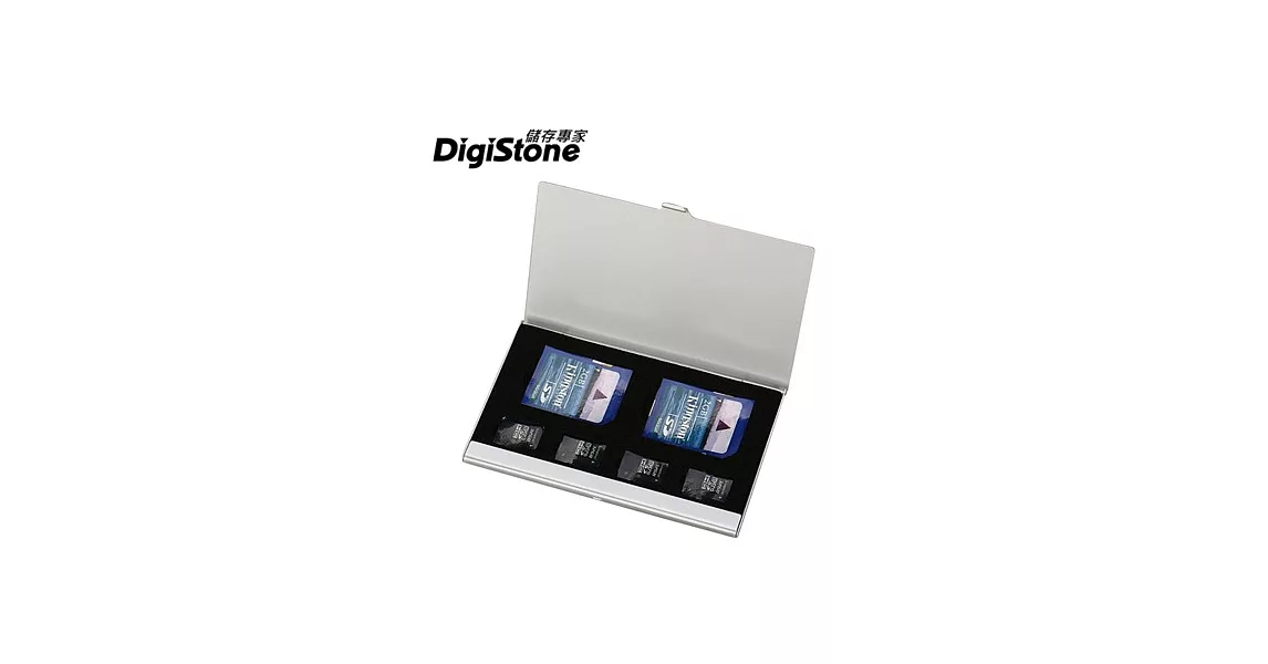 DigiStone 超薄型Slim鋁合金 多功能記憶卡收納盒(2SD+4TF)X1P-時尚黑色