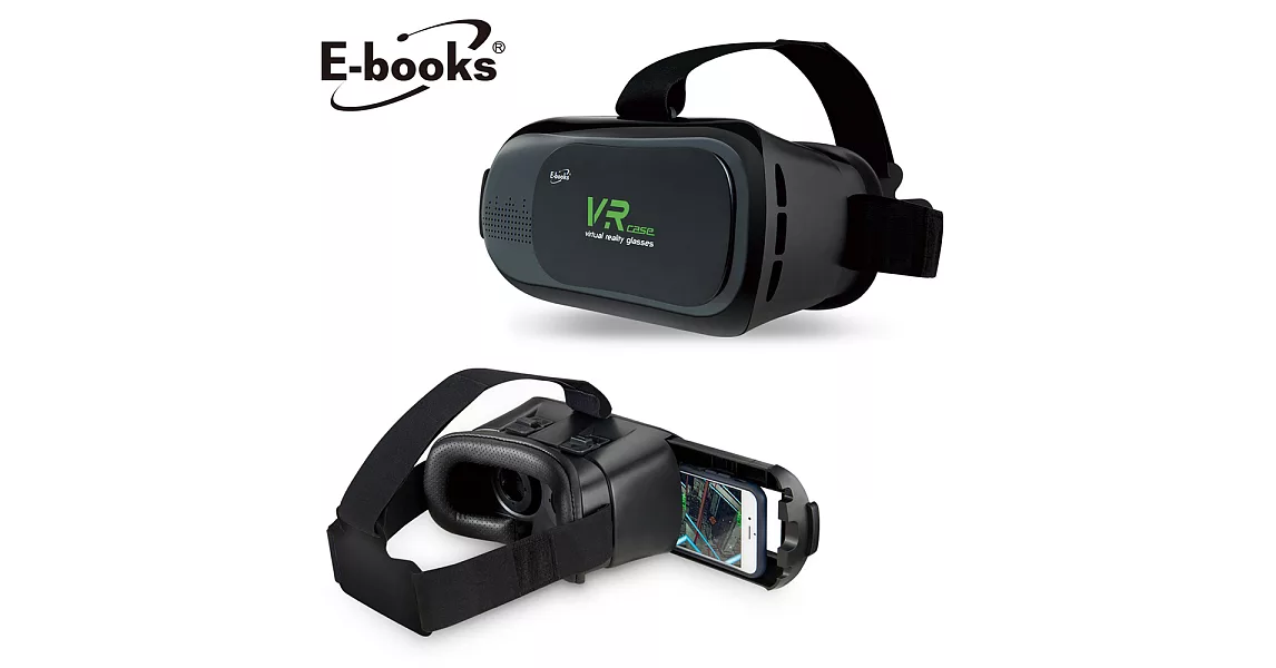 E-books V1 虛擬實境VR頭戴3D眼鏡黑