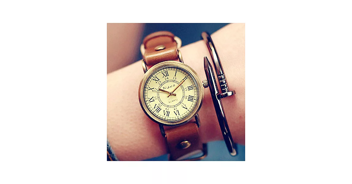Watch-123 月光雲畫-復古羅馬數字英倫風皮革手錶 (3色任選)咖啡色