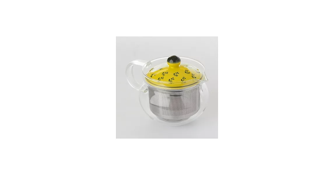 【西海陶器】玻璃濾茶壺375ml_小花紋(黃)