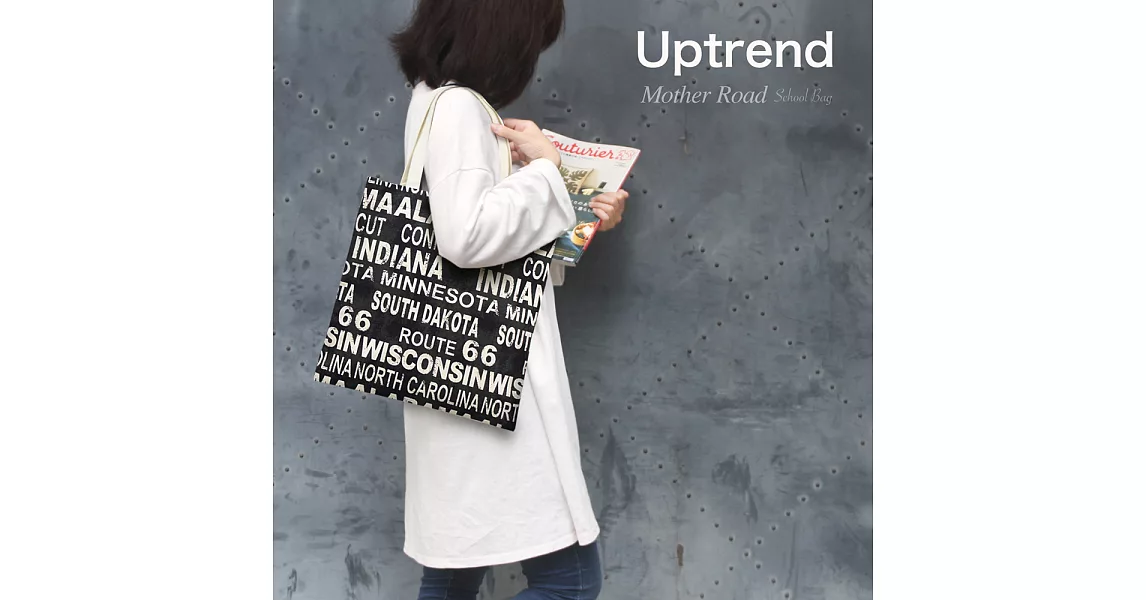 Uptrend 故事讀書袋(加大)│US Route 66(金礦黑)
