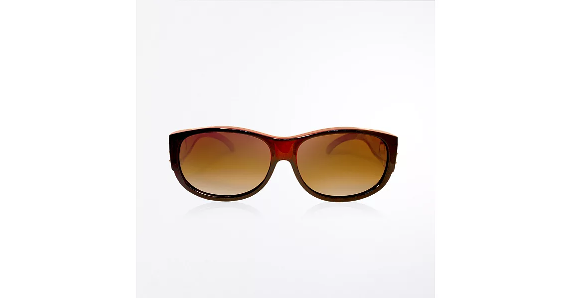 【ASLLY】UV400施華洛世奇水鑽外掛式全罩多功能偏光墨鏡/太陽眼鏡(酒紅框棕片)