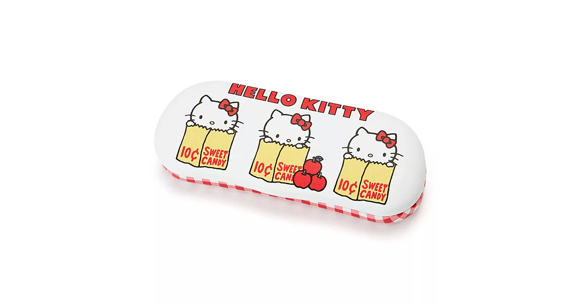 《Sanrio》HELLO KITTY PU皮革眼鏡收納盒(甜蜜蘋果)