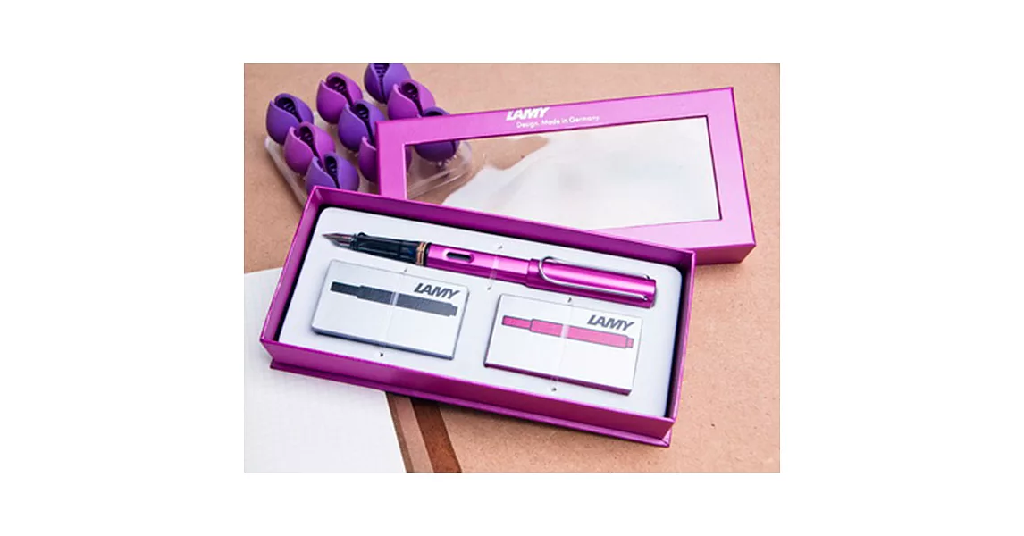 LAMY恆星系列 限量紫焰紅 鋼筆F尖+雙卡水禮盒