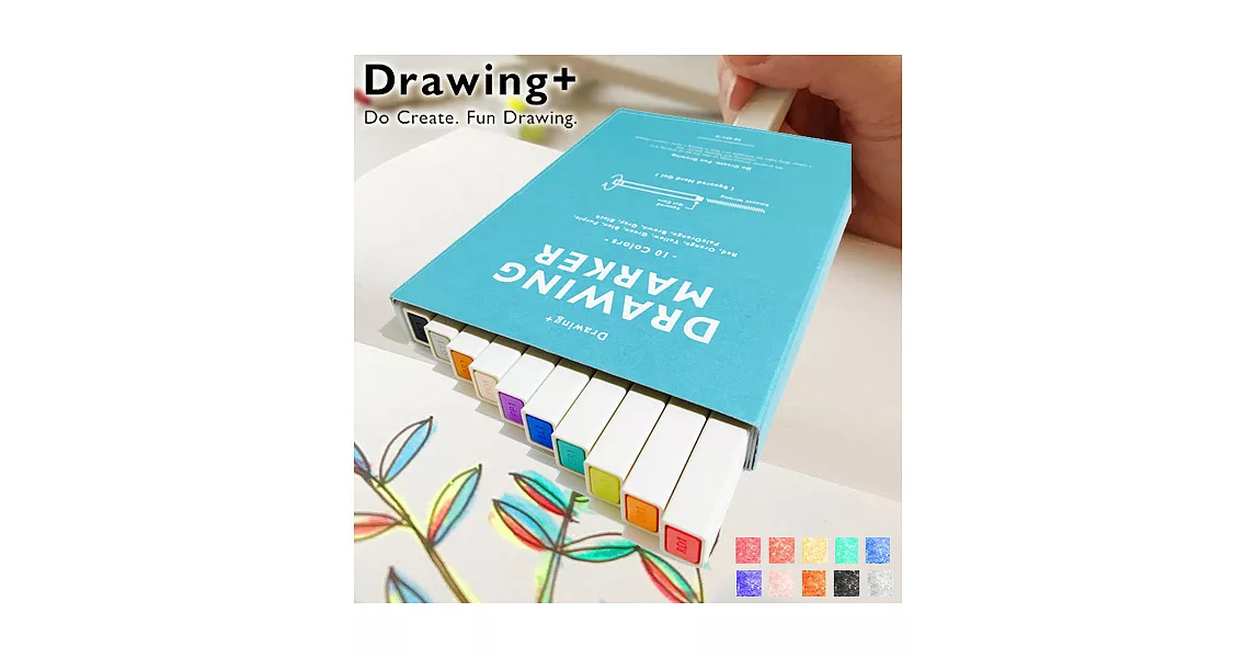 KOKUYO Drawing+方形馬克蠟筆 -10色入(常用色)