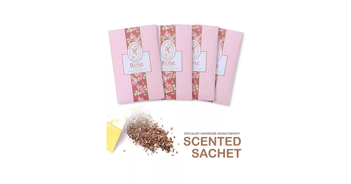 【超值4入】kiret 可掛式香氛 香包 香薰袋-玫瑰款-衣櫃防黴防蟲除臭玫瑰