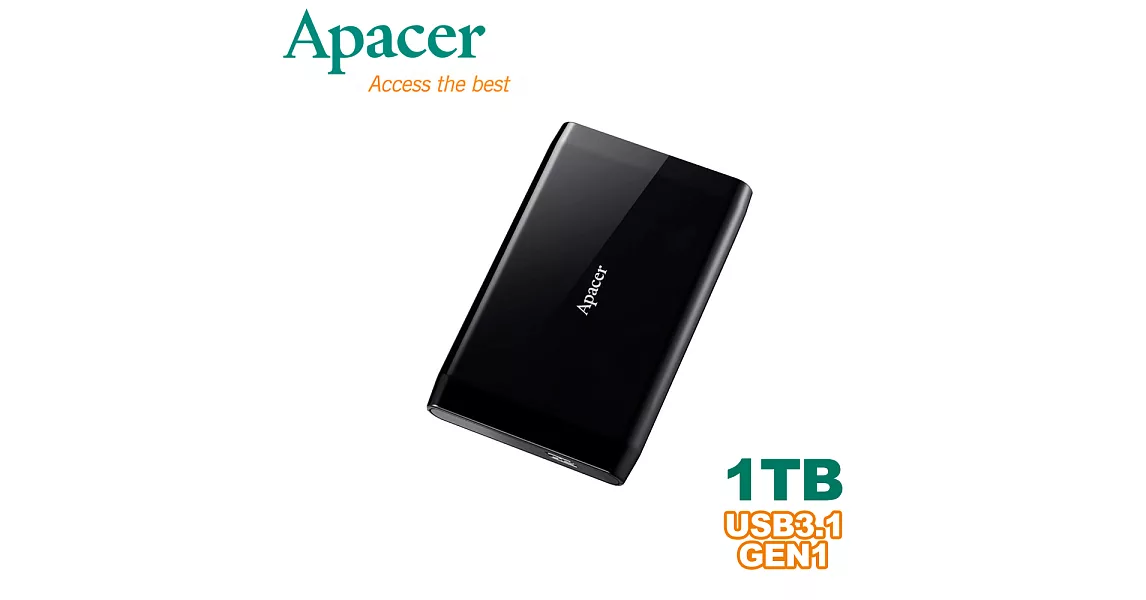 Apacer宇瞻AC235 1TB USB3.1 Gen1行動硬碟重力黑