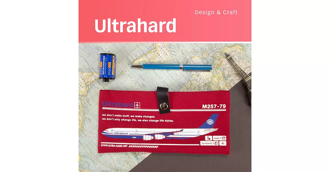 Ultrahard Traveler/Destn長版護照套-倫敦班機(紅)