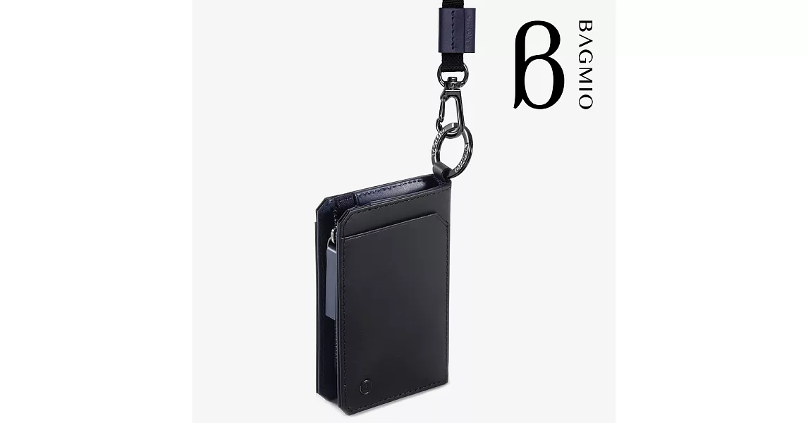 BAGMIO fusion 系列牛皮雙卡雙色鑰匙零錢包-黑藍