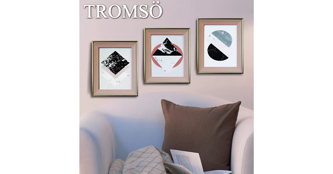 TROMSO格調北歐金屬木紋8X10相框三入套組-粉紅時尚
