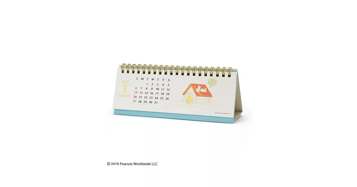 Sanrio SNOOPY 2019燙金鑲飾細長型可立式桌曆