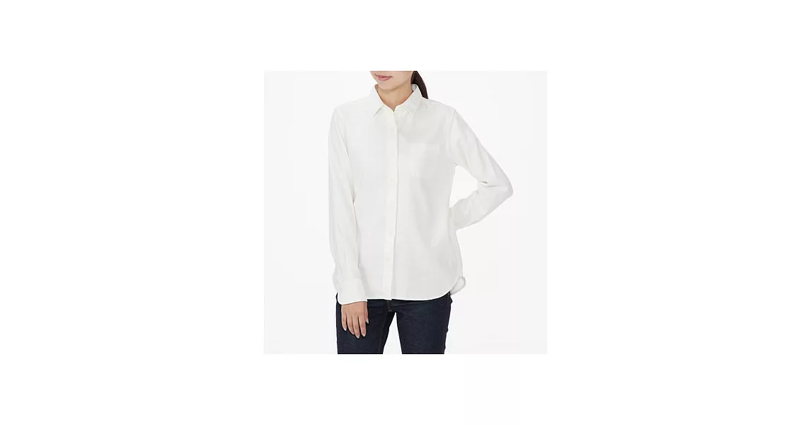 [MUJI無印良品]女有機棉法蘭絨襯衫S白色
