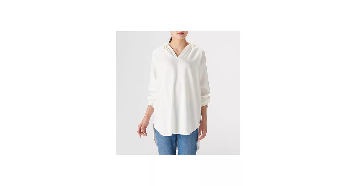 [MUJI無印良品]女有機棉法蘭絨長版套衫XS~S白色