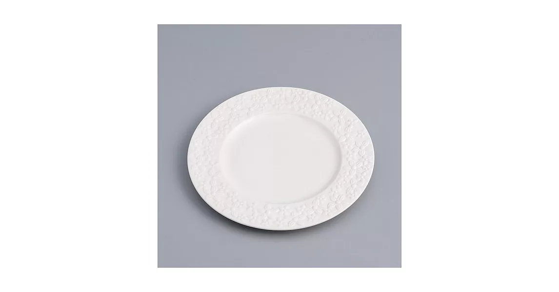【WAGA】歐式陶瓷圓盤/靜白浮雕/花園/26cm