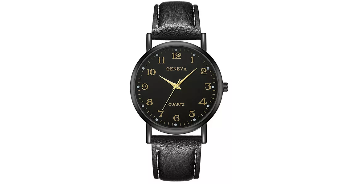 GENEVA 典雅風格官方旗艦數字手錶 (2色任選)黑面黑帶