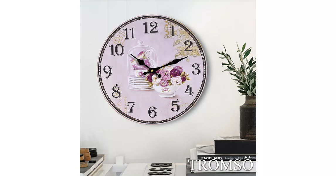 TROMSO無框畫時鐘(圓形)粉紅巴黎