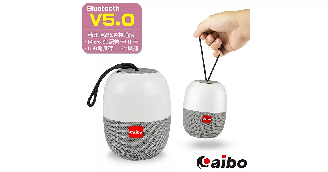 aibo BT-L07 多功能隨身攜帶式 藍牙V5.0無線喇叭(TF卡/隨身碟/FM)灰色