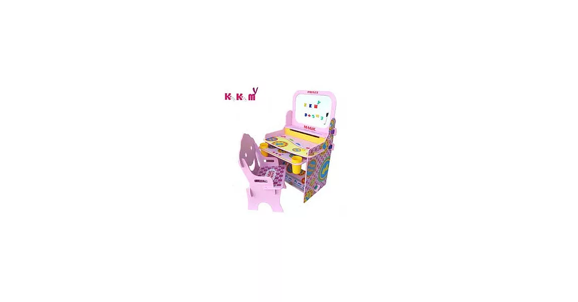 【Kikimmy】創意畫版成長學習書桌椅組-粉紅色
