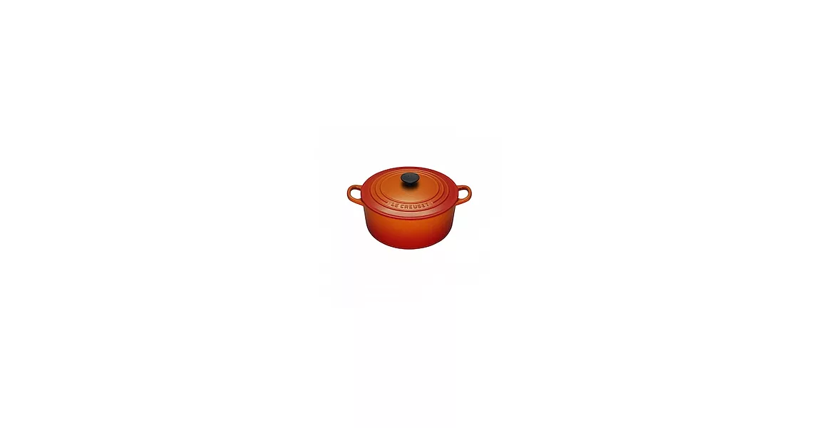 LE CREUSET－圓形鑄鐵鍋（火焰橘．直徑20cm）