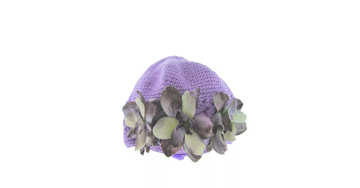 美國製Faigie手工花朵針織帽-紫花