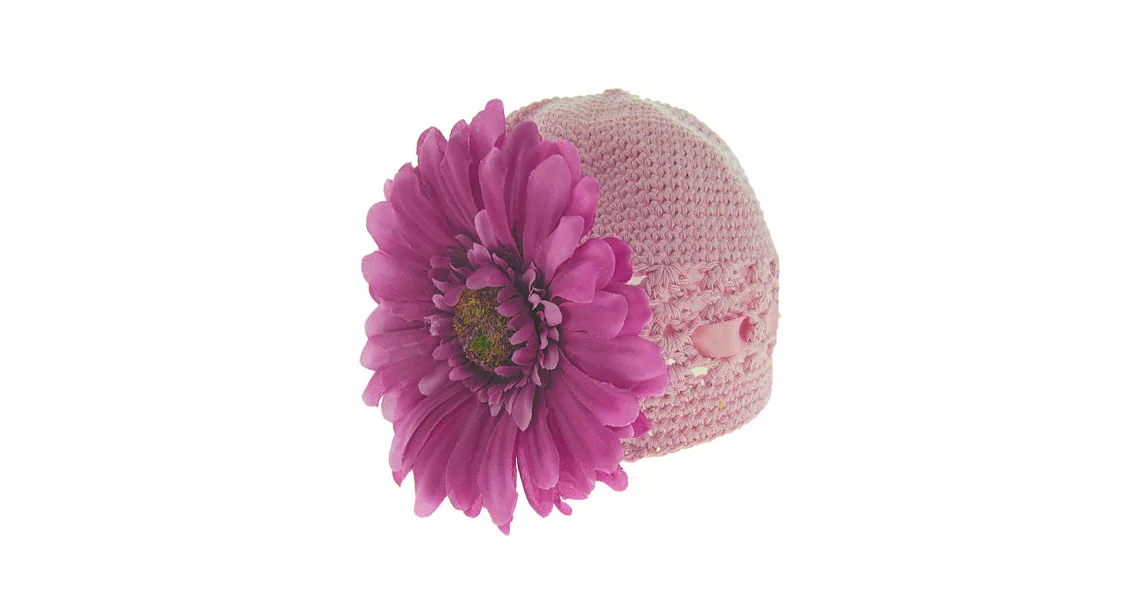 美國製Faigie手工花朵針織帽-淡紫太陽花