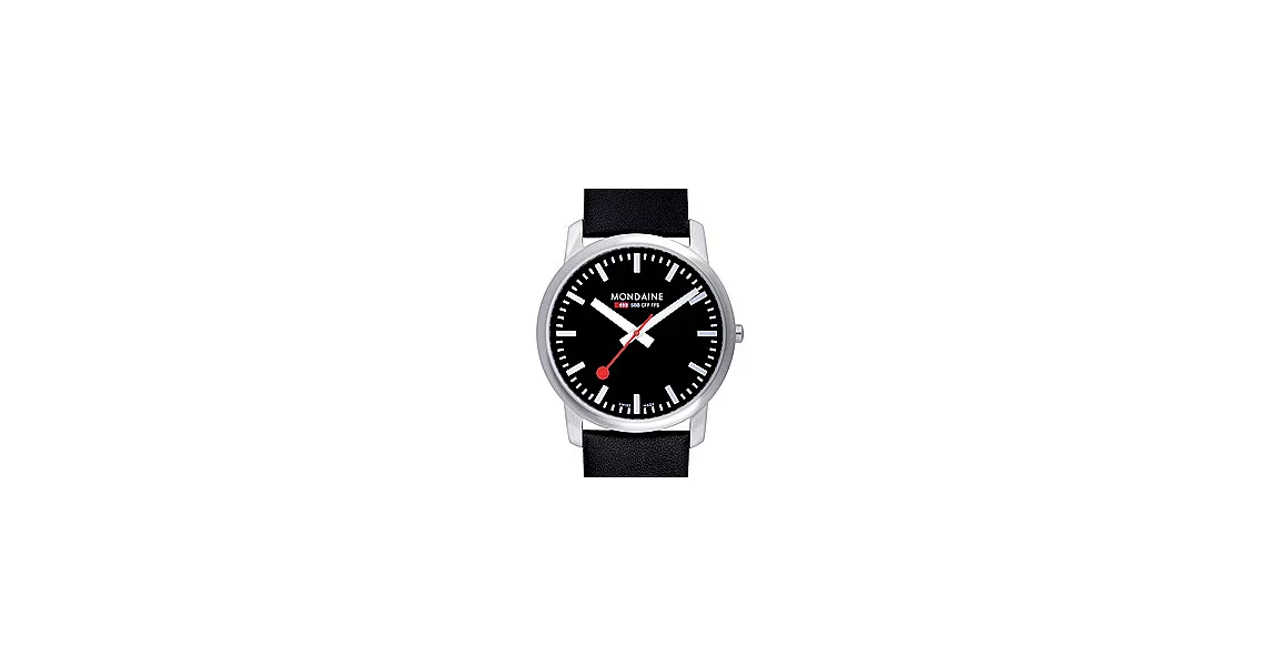 MONDAINE 瑞士國鐵41mm藍寶石水晶薄型腕錶-黑