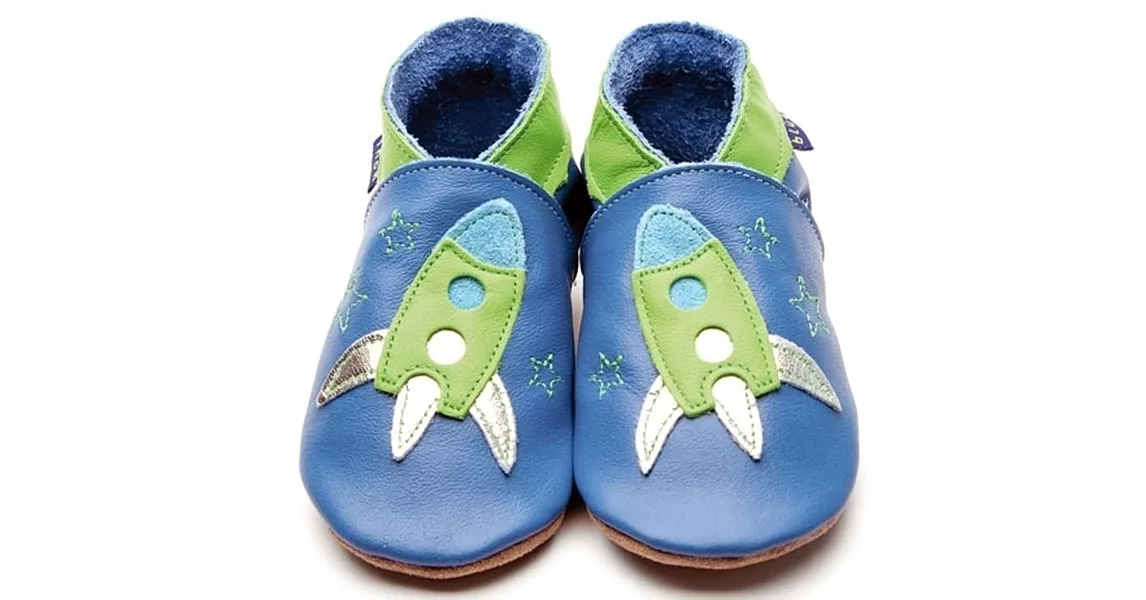 英國製Inch Blue，手工鞋學步鞋禮盒-Zoom Blue Green(12~18M)