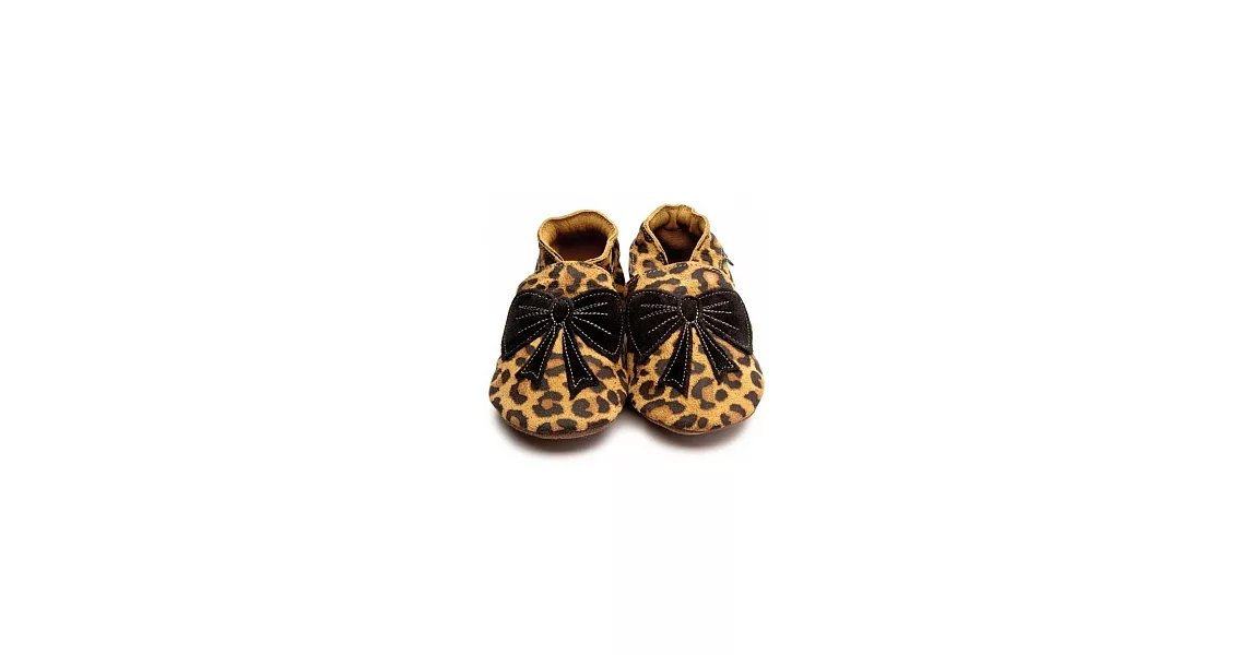 英國製Inch Blue，真皮手工學步鞋禮盒-Bow-Leopard/Black(6~12M)