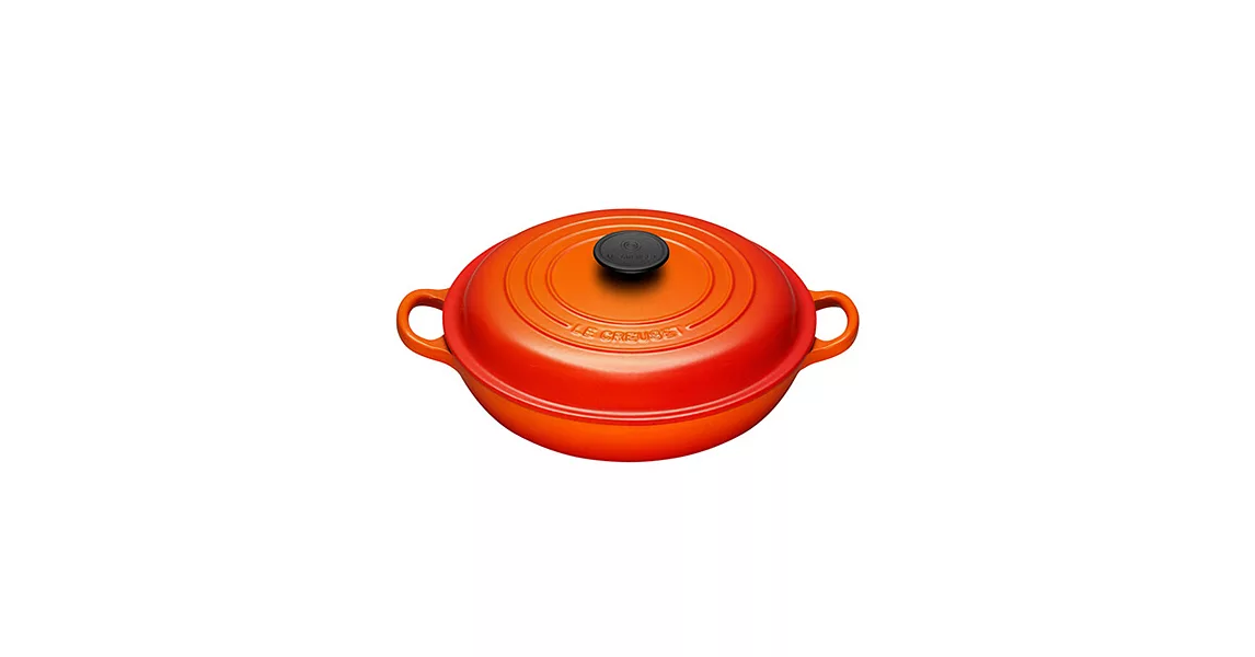 LE CREUSET－淺底鑄鐵鍋火焰橘．直徑26cm