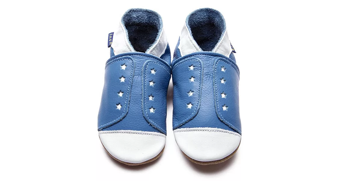 英國製Inch Blue，真皮手工學步鞋禮盒，Sneaker-Mid Blue(6~12M)