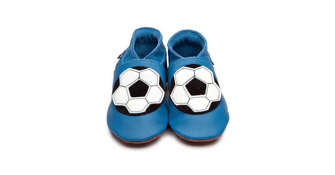 英國製Inch Blue，真皮手工學步鞋禮盒，Football-Blue(12~18M)