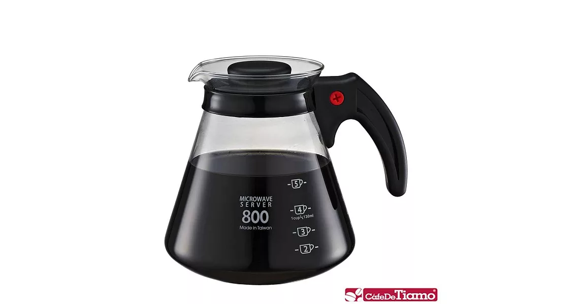 Tiamo 厚PP把手咖啡玻璃壺-黑色-800cc (HG2222BK)