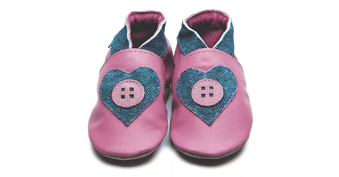 英國製Inch Blue，真皮手工學步鞋禮盒，Esme-Rose Pink/Denim(6~12M)